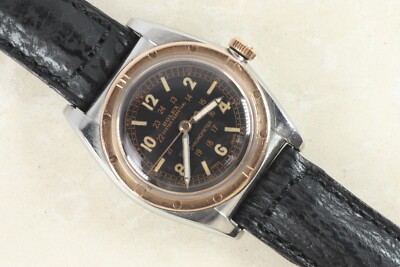 Rolex Bubbleback REF 3372 Rose Gold & Steel Circa 1940s Chronometer Sweep Second