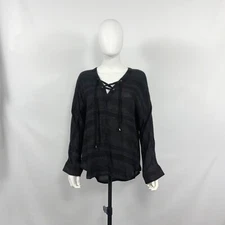 Rails Shirts Color Black Women Medium Long Sleeve - [WD17]