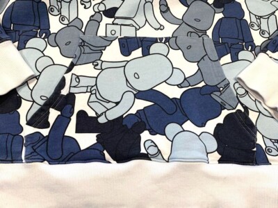 KITH x Bearbrick Pattern AOP Box Logo Blue White Heavy Hoodie