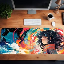Japanese Style Mouse pad , Aesthetic Anime Girl Deskmat, Bright Mouse Pad