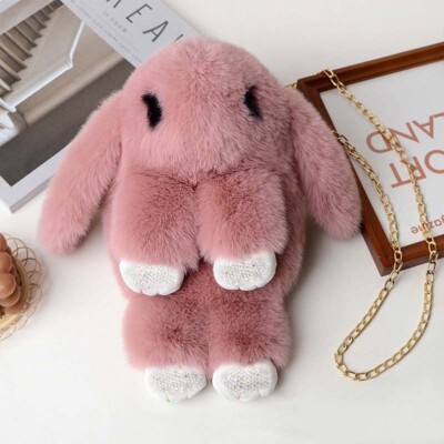 Plush Rabbit Crossbody Handbag Soft Faux Fur Plush Bunny
