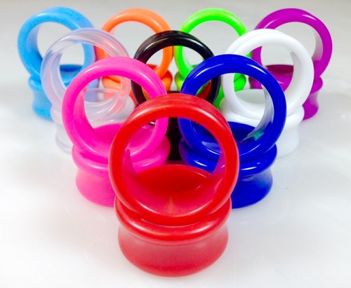 10 PAIR SET - Solid Color Ear Tunnels Plugs Gauges Earlets - up to size 30mm! - Picture 15 of 17