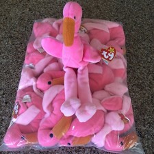 New 12 Pack! Ty Beanie Babies Pinky the Flamingo Toy 1995 Retired All 12 New!