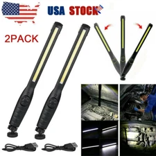 2x LED Rechargeable Automotive Inspection COB Work Light Magnetic Cordless Torch