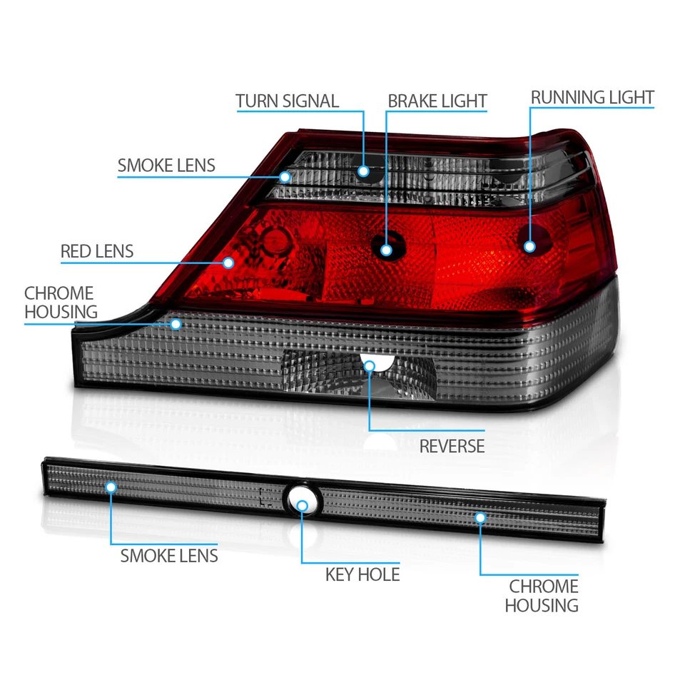 Par de luces traseras de humo rojas 1995-1999 para Mercedes-Benz W140 Clase S Foto 4 de 4