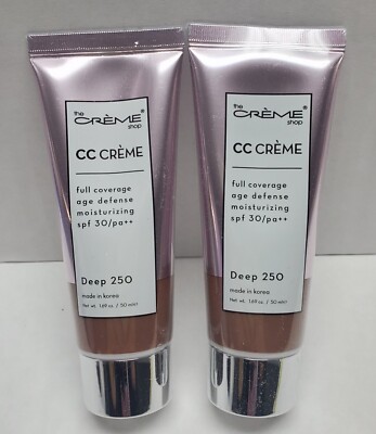 (2 Pack) The Creme Shop Cc Creme Full Coverage Age Defense SPF 30 pa Deep 250