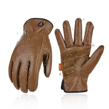 Vgo 1Pair Unlined Safety Cow Leather Work Gloves Men, Palm Patched (CA9597WP)