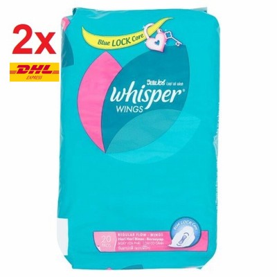 Whisper Wings Regular Flow Blue Lock Sanitary Napkins Super Clean& Dry (40 pads)