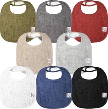 Muslin Baby Drooling Bibs 8 Pack 100% Cotton Square Adjustable Bandana Bibs G...