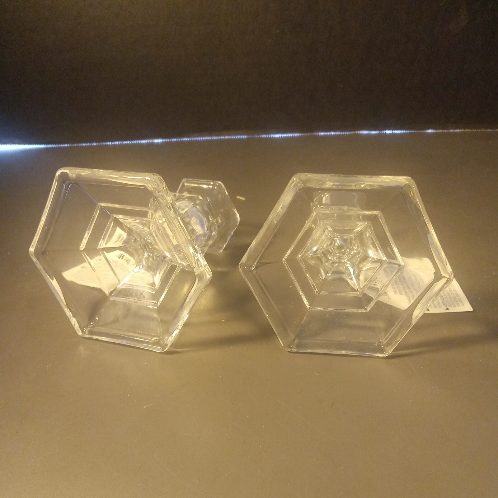 Set of 2 Luminessence Glass Candle Holders 4 inch eBay
