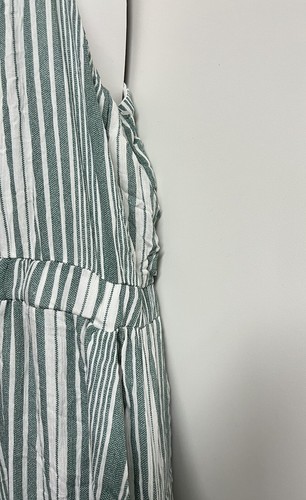 Derek Heart Woman Jumpsuit WideLeg Elastic Waist Tie Front Green/White XL - Picture 5 of 14