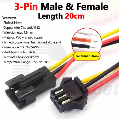 JST SM 2.54mm 2/3/4 Pin Male Female Plug Socket Connector Cable LED Models Auto - Picture 16 of 43
