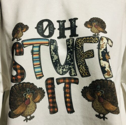 Oh Stuff It Turkey Rainbow Leopard Spots Women’s Sweatshirt Hoodie Size M New - Picture 2 of 24