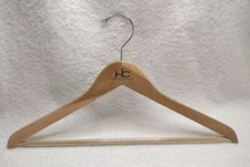 VTG HC Hotel Collection Natural WOOD CLOTHES HANGER 17" Pant Suit Plastic Cover