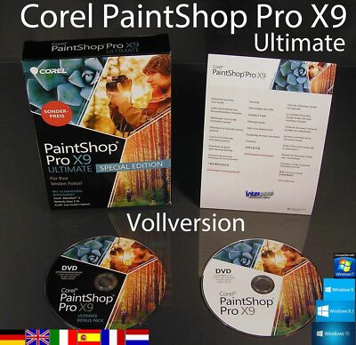 Corel PaintShop Pro X9 Ultimate Vollversion Box + DVD, Handbuch (PDF) OVP NEU