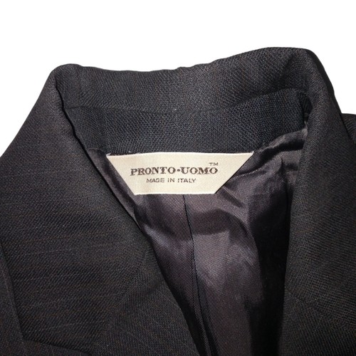 PRONTO UOMO HERREN WOLLE SCHWARZ NADELSTREIFEN 3 KNÖPFE Größe 36S Made in Italy - Bild 11 von 15