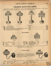 1925 PAPER AD 3 PG Wall Table Lamp Quick Lite Lantern Parts Repair Price List