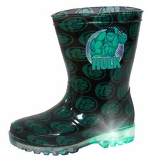 Boys Incredible Hulk Light Up Wellington Boots Marvel Rain Snow Shoes Wellies