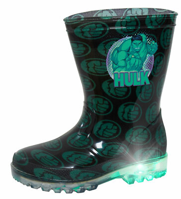 Boys Incredible Hulk Light Up Wellington Boots Marvel Rain Snow Shoes  Wellies UK