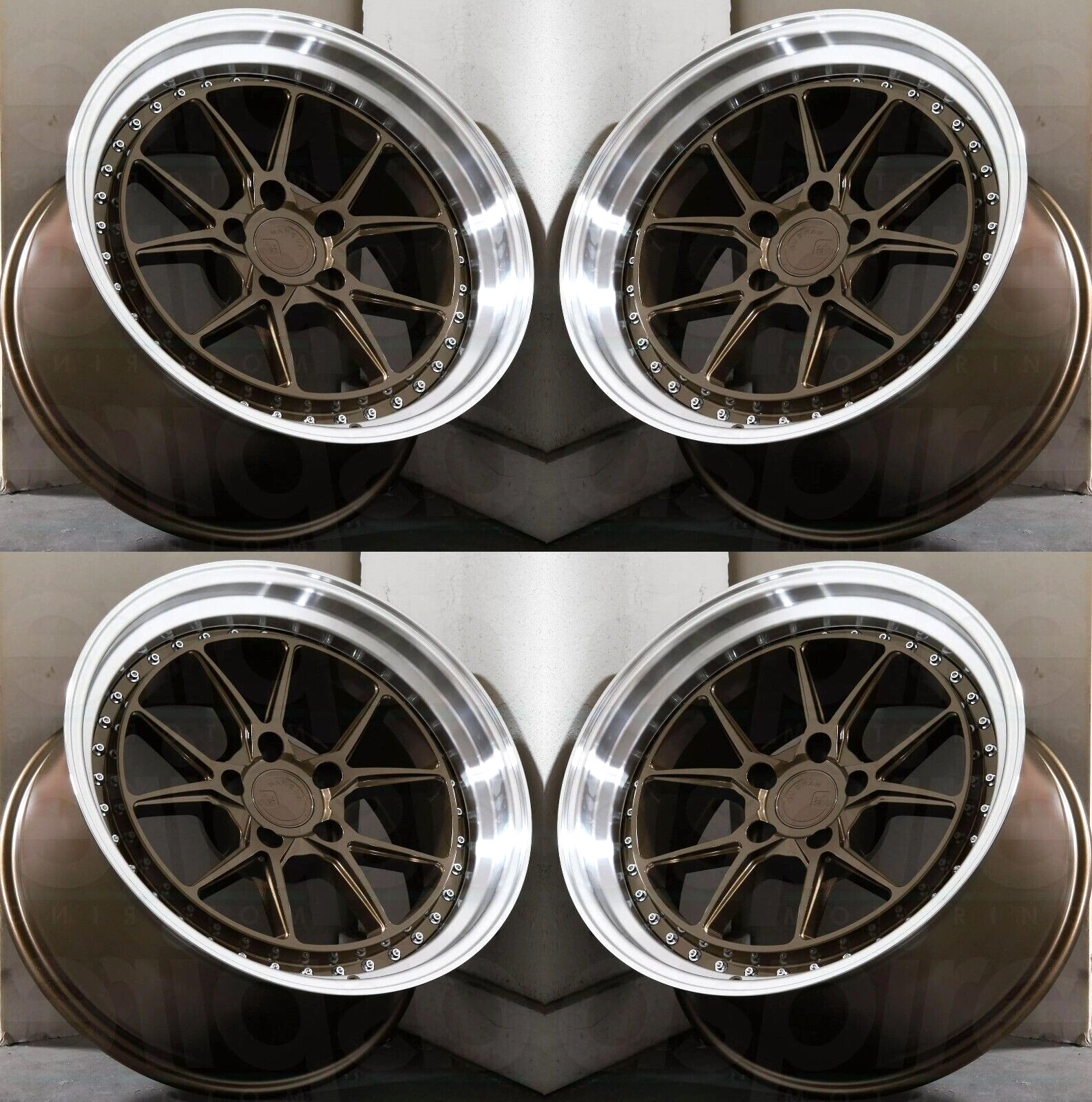 18x9.5 5x114.3 +22 Aodhan DS08 Bronze Machined Lip 18 Inch Concave ...