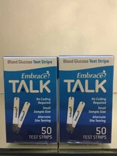 Embrace TALK Blood Glucose Test Strips 100 Count.  EXP 10/2026 FREE SHIPPING