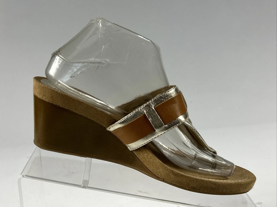 Nine West NWLETGO Women’s Size 8.5M Gold Leather Thong Comfort Sandals - Image 4 of 4