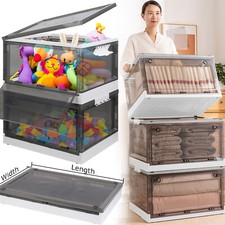 2 Packs 27L 56L Foldable Storage Containers with Lids Collapsible Organizer Bins