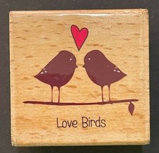 Sweet Love Birds Animal Couple Lovers Valentine's Day Symbol Wood Rubber Stamp