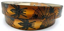 SPIDER WEB EMBOSSED GENUINE COWHIDE LEATHER BELT USA MADE