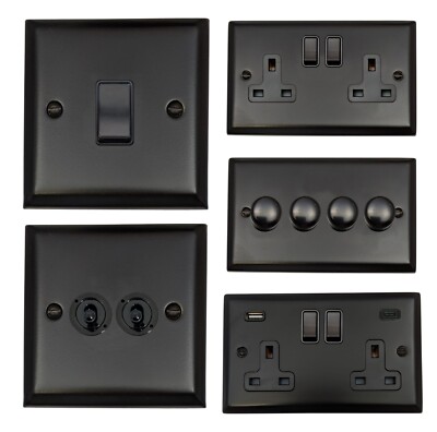 G&H Spectrum Plate matt schwarz SFB Lichtschalter, Steckdosen, Dimmer, Kippschalter