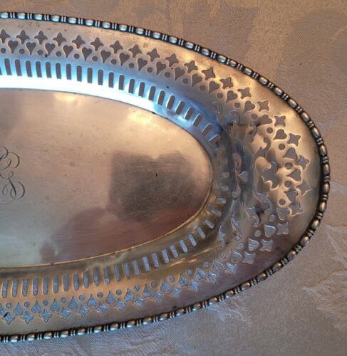Antico vassoio ovale monogrammato argento sterling Wallace & Sons G632 ~ 210 grammi. - Foto 4 di 17