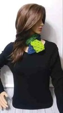 handmade  crochet womans boho cowl scarf wrap moody blue green USA seller