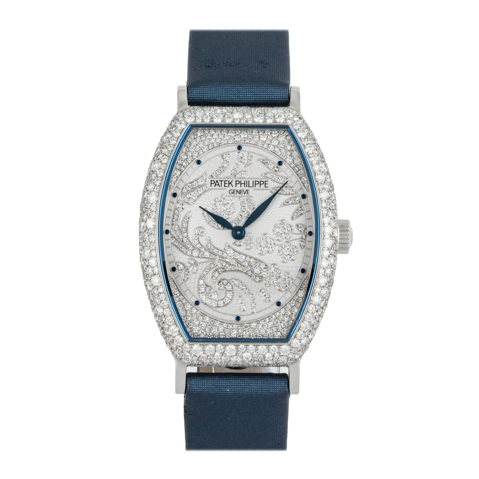 Patek Philippe Gondolo White Gold Engraved Manual Wind Diamond Watch 7099G-001