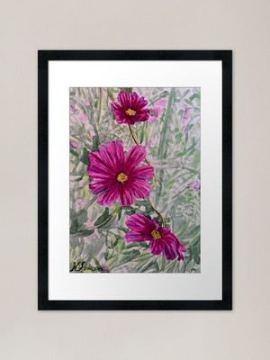 Cosmos in Monet's Garden Framed Art Framed Wall Art Poster Canvas Print Picture