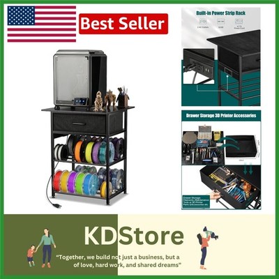 Versatile 3D Printing Desk with Filament Storage Rack & Power Supply Convenience