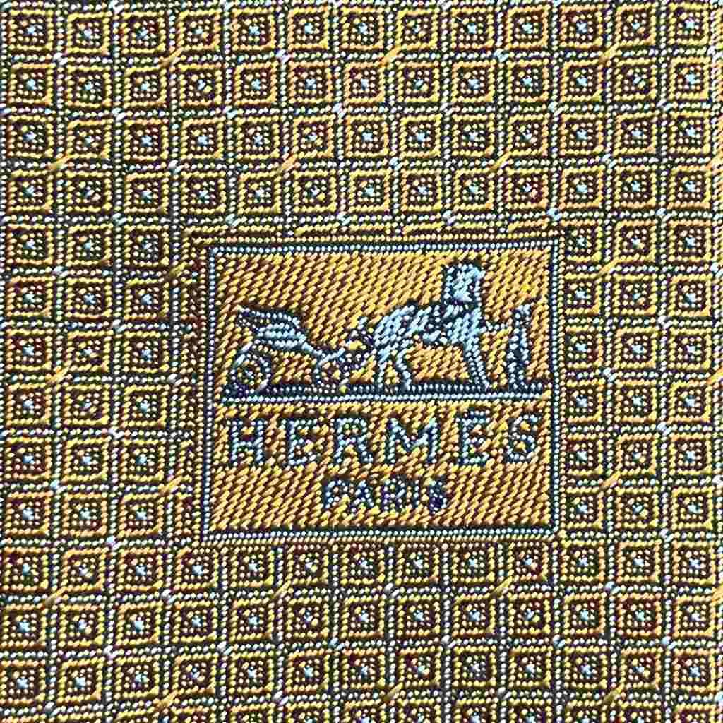 Hermes Allover Pattern Tie Regular Silk Camel Aa … - image 6