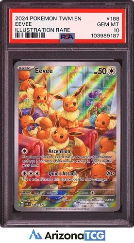 Pokemon 2024 Eevee 188/167 Illustration Rare Twilight Masquerade GEM MINT PSA 10