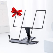 MSDADA Metal Book Stand for Desk, Adjustable Reading Rest Holder, Black