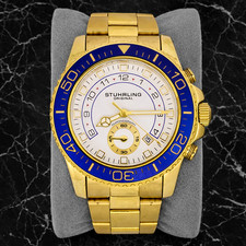 St hrling Aquadiver 42mm Gold Stainless Steel Case and Band, Men's Wristwatch...