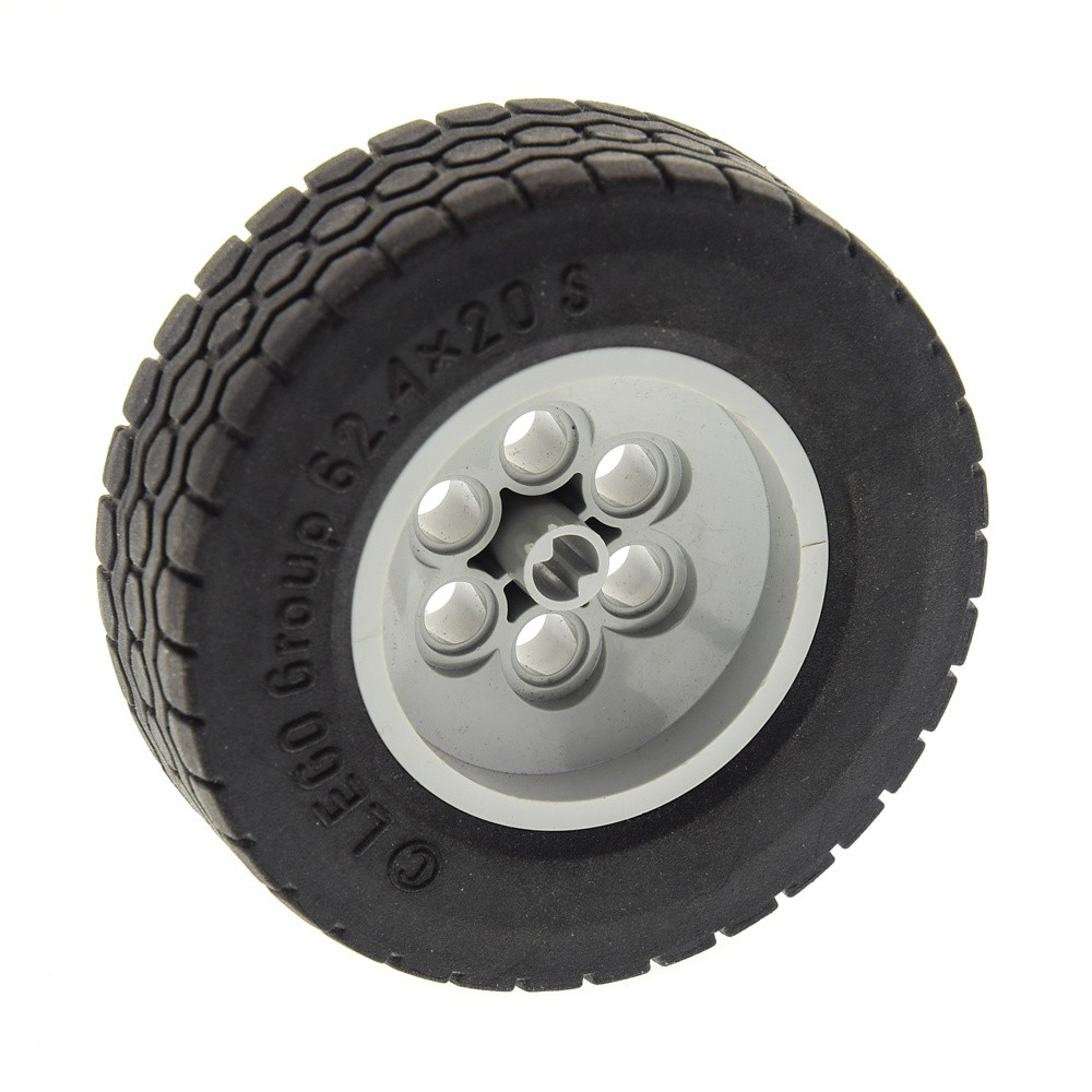 1x LEGO Technic Wheel Rim 62.4x20 S Black 43.2x18 Old-Light Gray Tire 32020c0