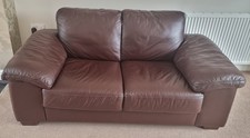 2 Seater Brown Leather sofa Settee VGC Hardly Used 