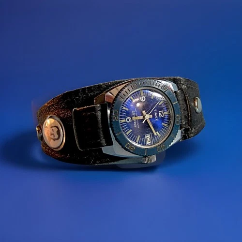 Unique Vintage 60s Timex Sprite Blue Dial + Yuri Gagarin Cosmonaut Cuff