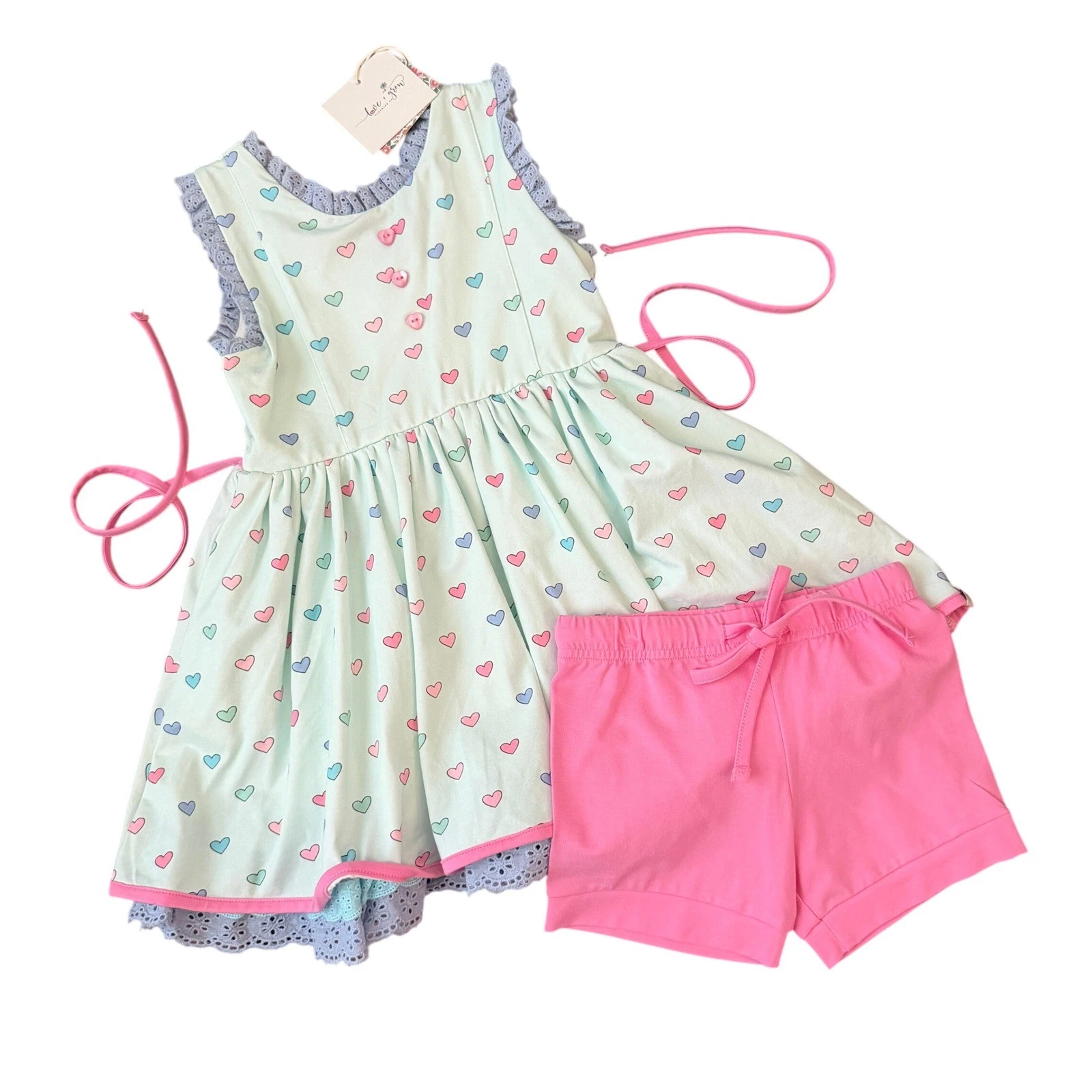 NEW Love + Grow Clothing Co Girls 5Y Candyland Heart Print Dress Coquette Girly