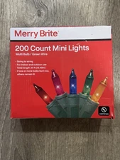 Merry Brite 200 Count Mini Color Lights Green Wire Multi Bulb  NEW 41 ft.