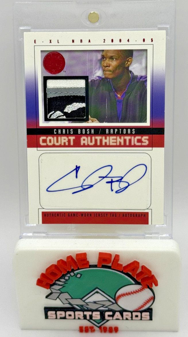 2004-05 E-XL Court Authentics Chris Bosh Game Worn Patch Tag Logo Auto 5/5