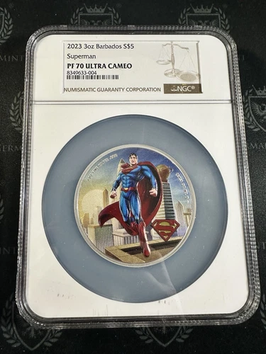 2023 Barbados 3 oz Silver Superman NGC PF70 Ultra Cameo Mintage of only 150