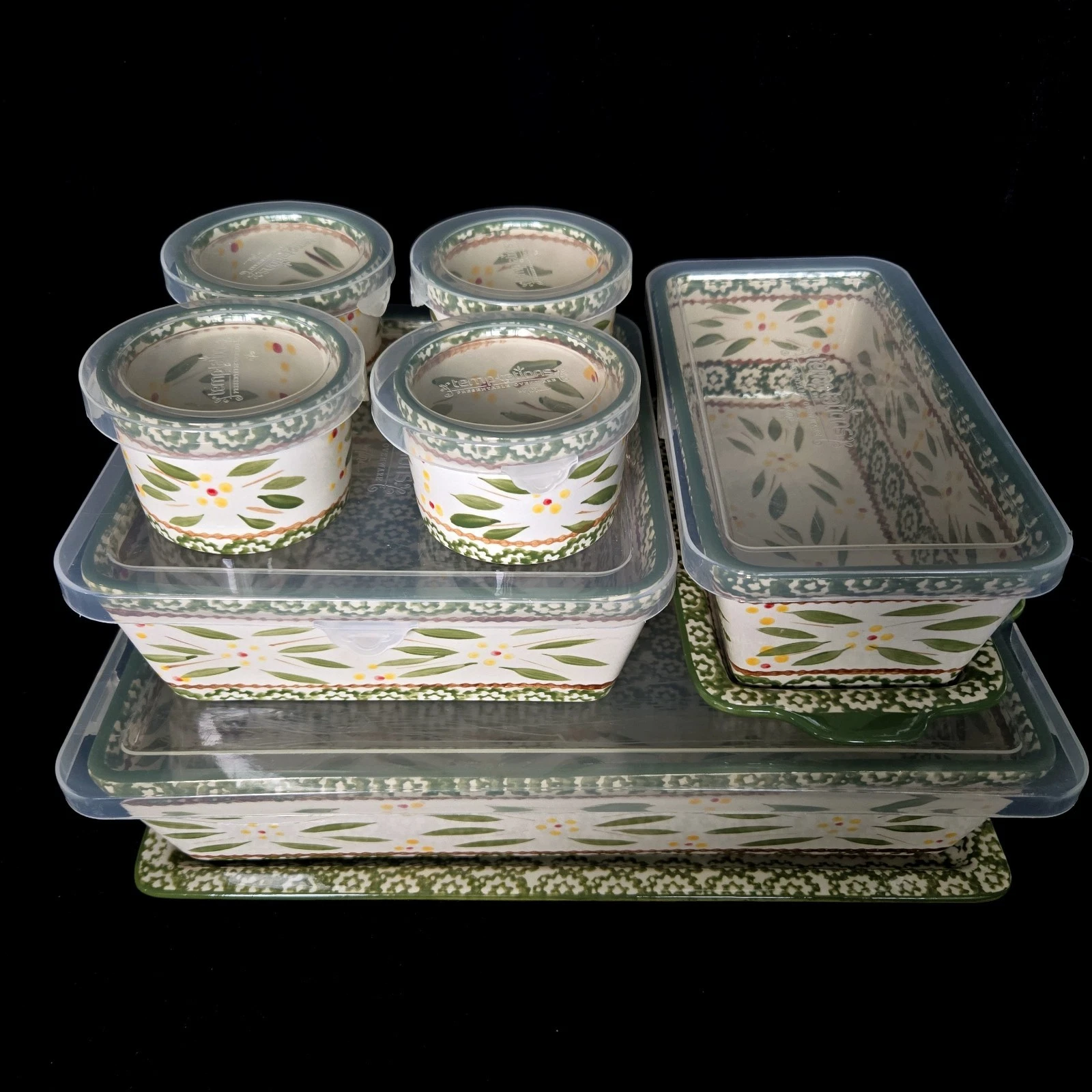 (16pc) RARE Temp-tations "OLD WORLD GREEN" Bakeware Starter Set, NEVER USED!