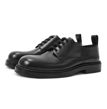  NO CUSTOMS TAX BOTTEGA VENETA Strut black leather lace-up Derby shoes Size 8.5