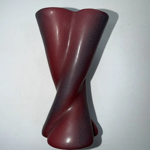 Van Briggle Pottery Vase Mulberry 1930’s Sculpted Unusual 3 Tube Twisted Signed