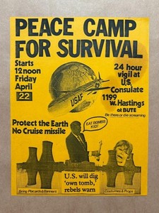 Political Protest Flyer USAF Stop the Missile-Peace Camp 1983 Vancouver 11x8.5